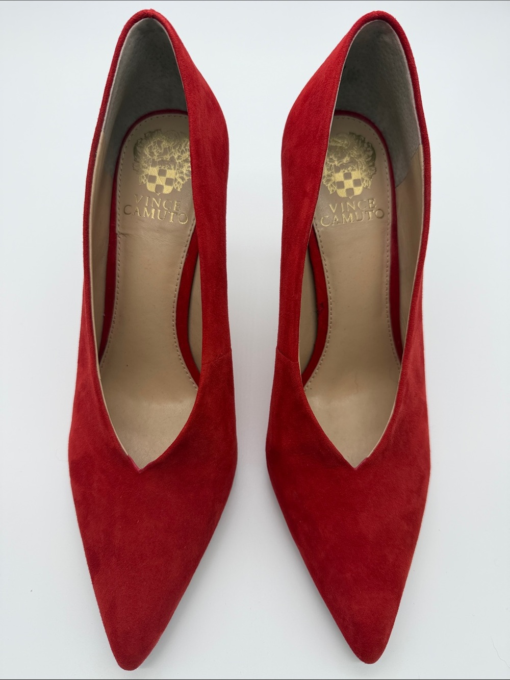 Vince Camuto Red Suede Pointed-Toe Kitten Heels - Picture 3 of 7